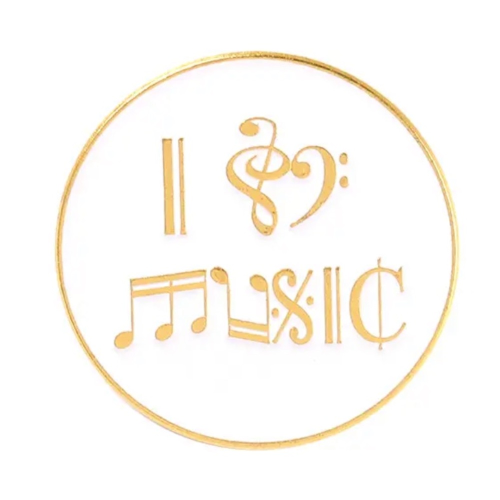 1 LEFT‼️ I Love Music Brooch Musical Notes Heart Enamel Gold Metal Musician Gift